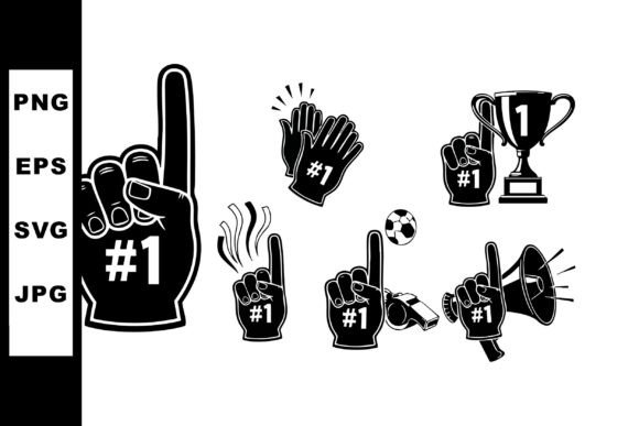 Number One Fan Graphics for Sports and Victory Content