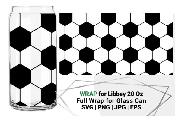 Soccer Libbey 20 Oz Can Glass Graphics for Crafts